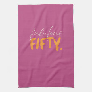 Fabulous Fifty Pink and Orange Typography Geschirrtuch