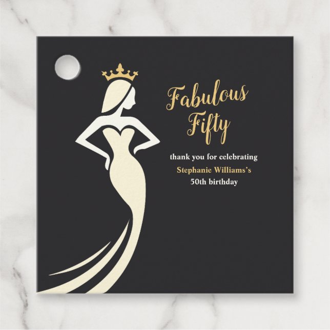 Fabulous Fifty Queen Golden Black 50th Birthday Geschenkanhänger (Vorderseite)