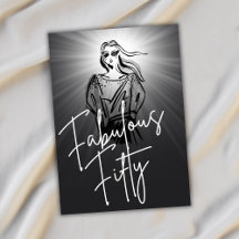 Fabulous Fifty Woman Black Sketch 50. Geburtstag