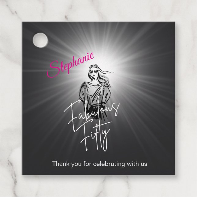 Fabulous Fifty Woman Black Sketch 50. Geburtstag Geschenkanhänger (Vorderseite)