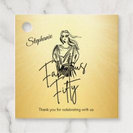 Fabulous Fifty Woman Gold Sketch 50. Geburtstag Geschenkanhänger