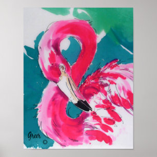 Fabulous Flamingo Bird Tropical Art Print Poster