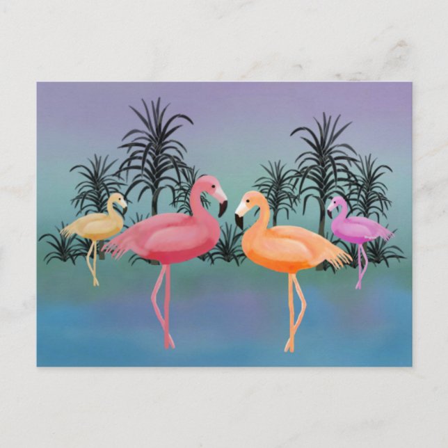 Fabulous Flamingos Postkarte (Vorderseite)