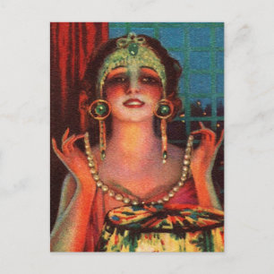 Fabulous Flapper Era Showgirl der 1920er Jahre Postkarte