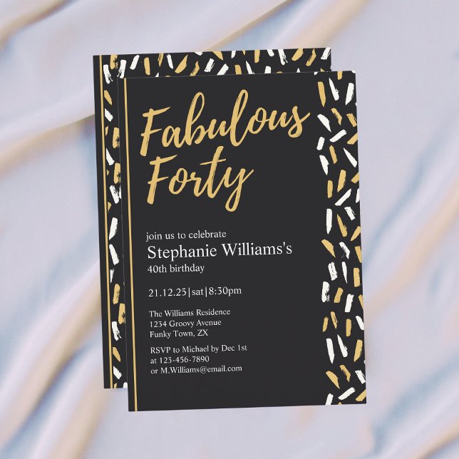 Fabulous Forty Golden Modern Woman's 40th Birthday Einladung (Von Creator hochgeladen)