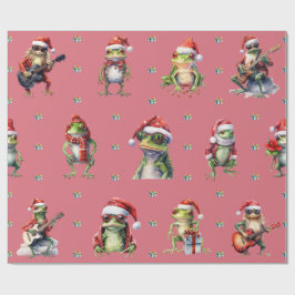Fabulous Frog Rock Band Weihnachtsfeiertag Lt Red Geschenkpapier