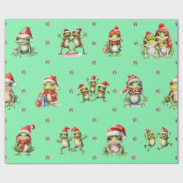 Fabulous Frogs Weihnachtsfeiertag auf grünem Wrapp Geschenkpapier