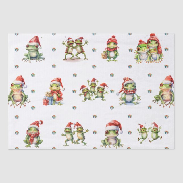 Fabulous Frogs Weihnachtsfeiertag auf Weiß Seidenpapier (Vorderseite)