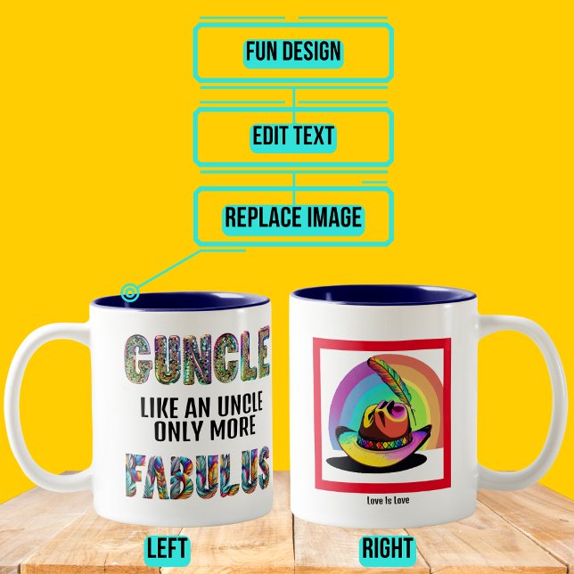 Fabulous Gay Uncle Guncle Pride Zweifarbige Tasse (Please enjoy our design and see the others in the collection.)
