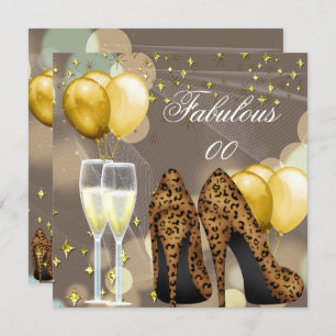 Fabulous Gold Beige Leopard Champagner Party Einladung