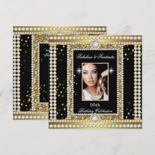 Fabulous Gold Black Glamour Foto Diamond Party Einladung