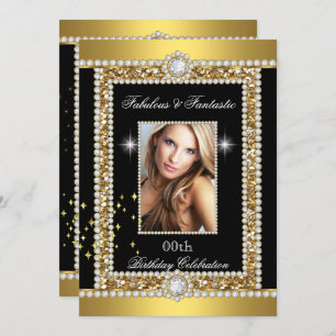 Fabulous Gold Black Glamour Hollywood Diamond Einladung
