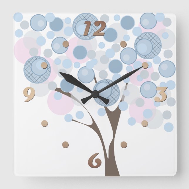 Fabulous, Holz, Quadratische Wanduhr (Vorderseite)