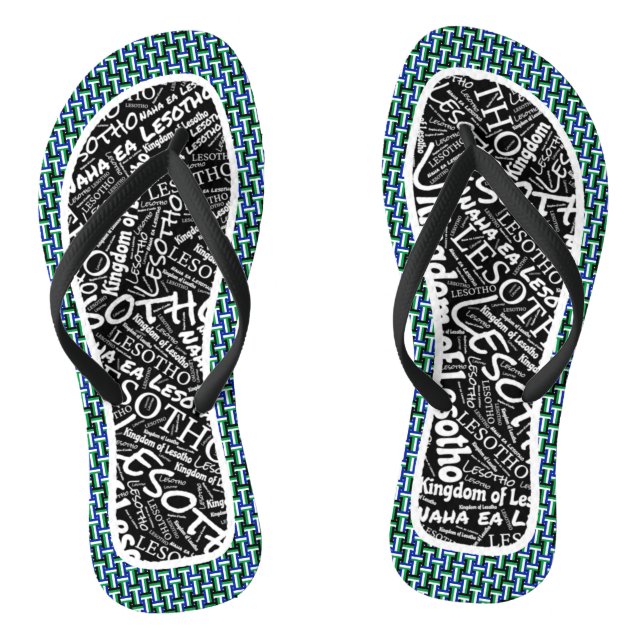 Fabulous Lesotho Flag Farben Patriotisch Flip Flops (Fußbett)