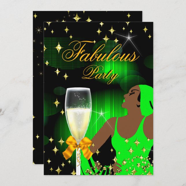 Fabulous Lime Green Glitzer Diva Birthday Party Einladung (Vorne/Hinten)
