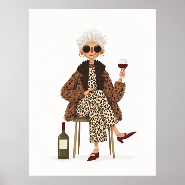 Fabulous Oma im Leopardenstil Poster (Vorne)