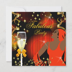 Fabulous Orange Yellow Glitzer Diva Birthday Einladung