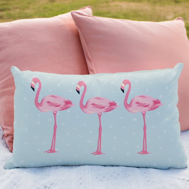 Fabulous Quirky Retro Pink Flamingos Lendenkissen (Be a Flamingo in a flock of pigeons... )