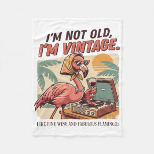 Fabulous Retro Flamingo Wein Ich bin nicht alt ich Fleecedecke