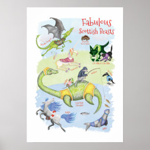 Fabulous Scottish Beasts Kinderzimmerplakat Poster