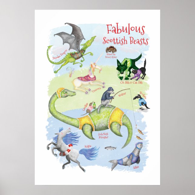 Fabulous Scottish Beasts Kinderzimmerplakat Poster (Vorne)
