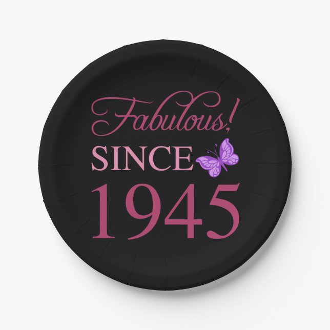 Fabulous seit 1945 80. Geburtstag Pappteller (Vorderseite)