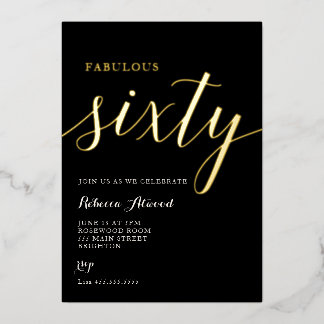 Fabulous Sixty BIrthday Foil Invitation Folieneinladung