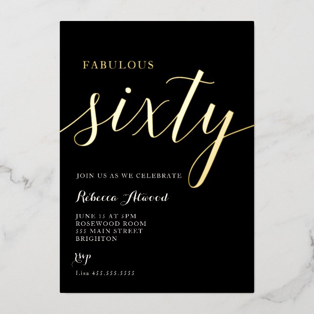 Fabulous Sixty BIrthday Foil Invitation Folieneinladung (Vorderseite)