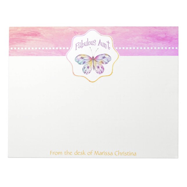 Fabulous Tante Butterfly Geschenkideen Notizblock (Vorderseite)