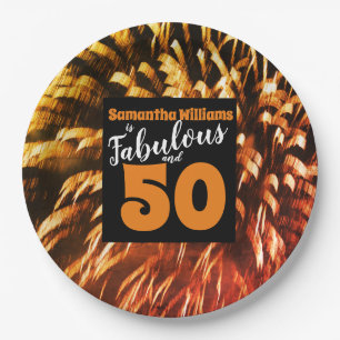 Fabulous und 50 Groovy Fireworks Orange Pappteller