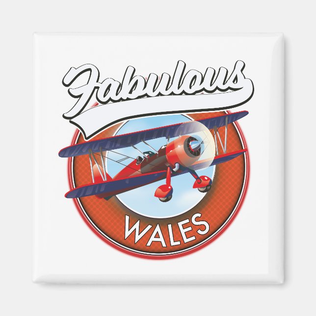 Fabulous Wales Retrostil Reise Patch Magnet (Vorne)