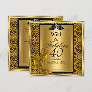 Fabulous Wild 40 40. Geburtstag Party Gold Leopard Einladung