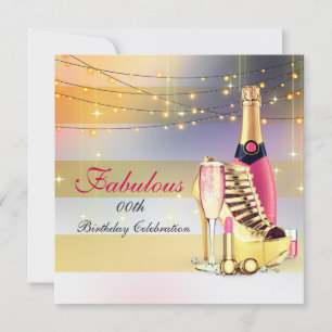 Fabulous Women Birthday Party Champagne Stiletto Einladung