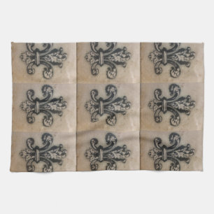 FABULOÜSE "FLEUR DE LIS" VINTAGE-DRUCK GESCHIRRTUCH