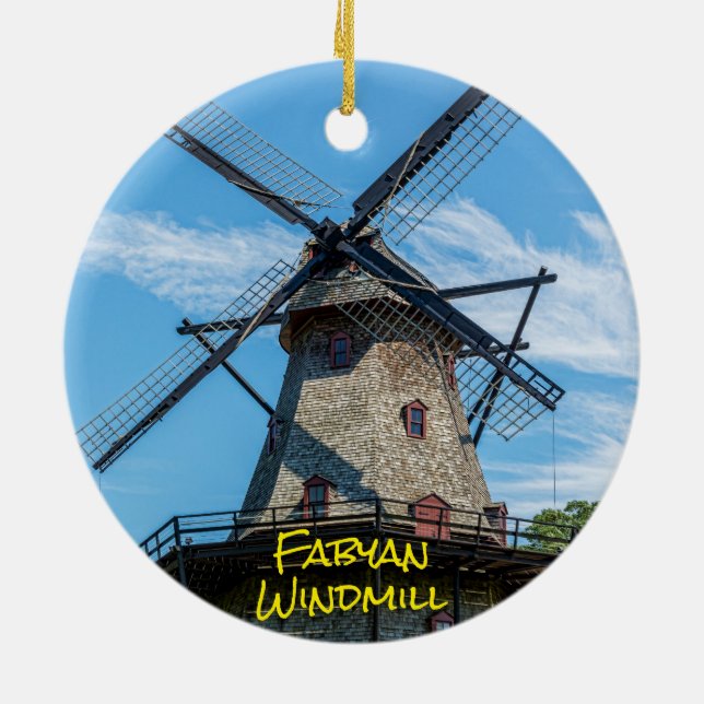 Fabyan Windmill & The Fox River, Genf Keramik Ornament (Hinten)