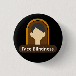 Face Blindness Boy - Black and Brown Button