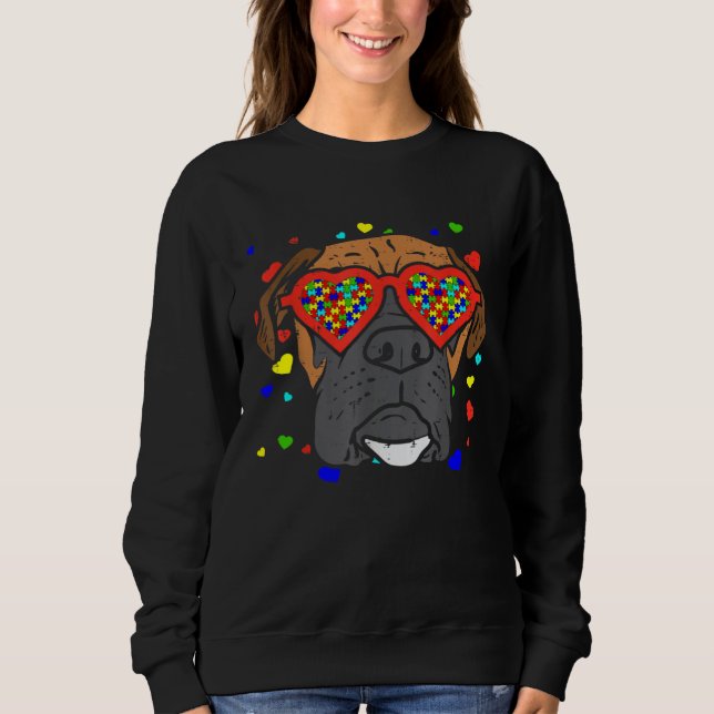 Face Boxers Autism Glasses Valentine Dog Sweatshirt (Vorderseite)
