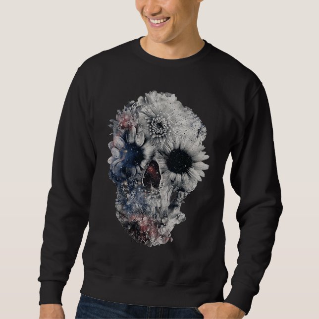 Face Floral Skull Skeleton Halloween Costume Sweatshirt (Vorderseite)