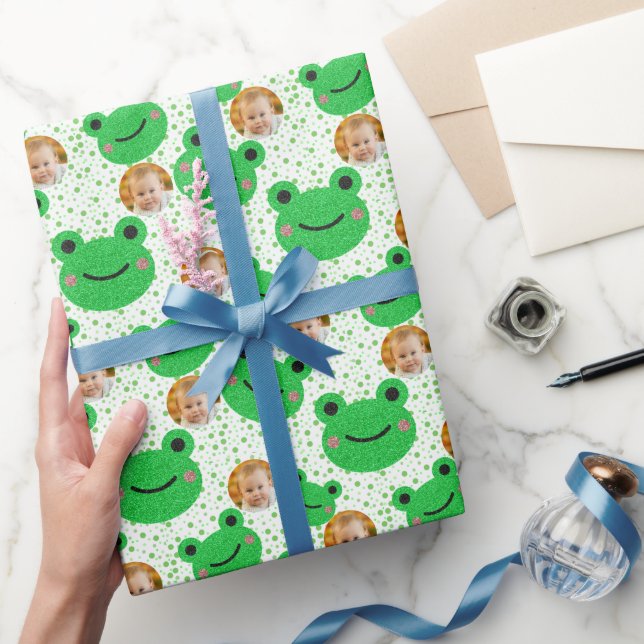 Face Foto Frog Thema Geschenkpapier (Schenken)