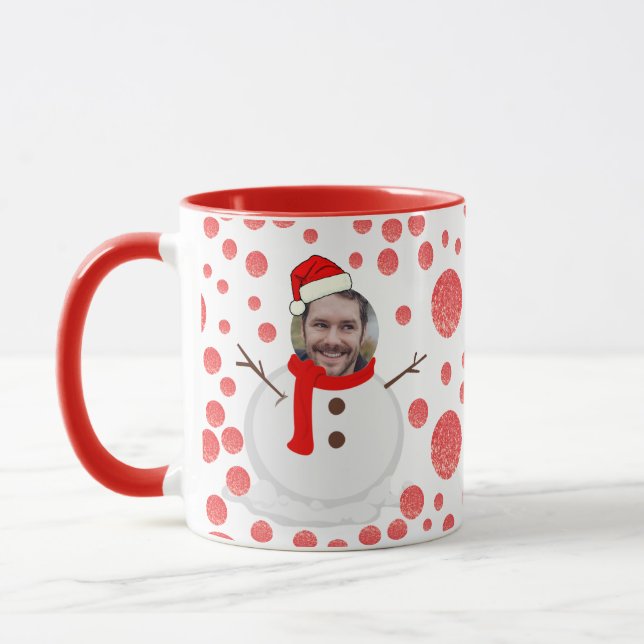 Face Foto Weihnachten Funny Snowman Kaffee Tasse (Links)