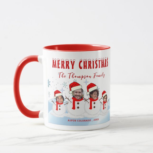Face Foto Weihnachten Funny Snowman Kaffee Tasse (Links)