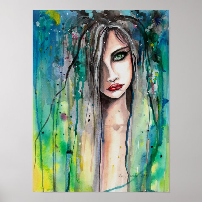 Face in Paint Abstrakt Fantasy Portrait 12 x 16 Poster (Vorne)