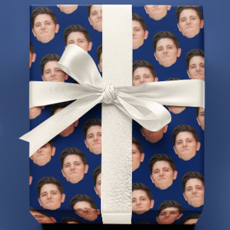 Face oder Pet Foto Navy Blue Gift Wrapping Paper Geschenkpapier