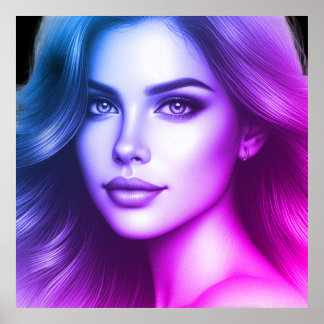 Face of a Cute Young Woman on a 24x24 Bedroom Wall Poster