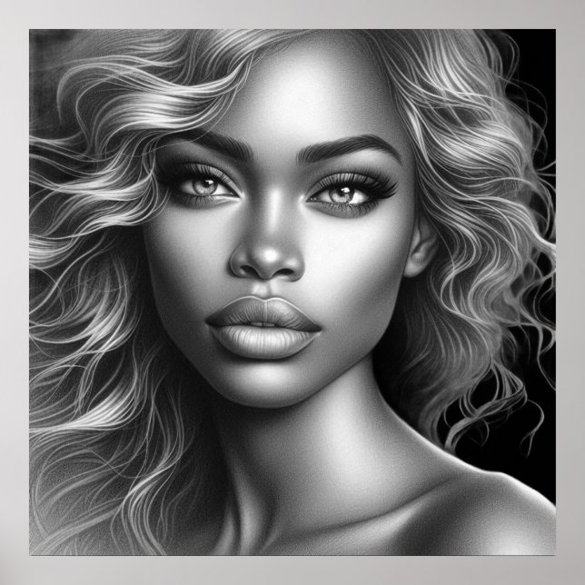 Face of a Cute Young Woman on a 24'x24' Wall Poster (Vorne)