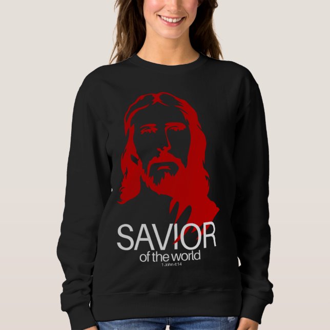 Face of Jesus Savior of the World  Christian Bible Sweatshirt (Vorderseite)