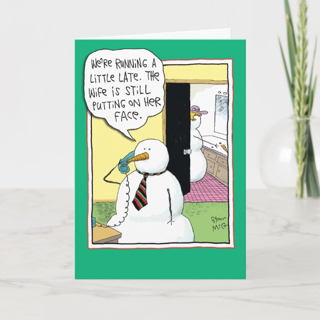 Face on Snowman Funny Card Feiertagskarte (Vorderseite)