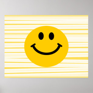 Face on sunny yellow stripes poster