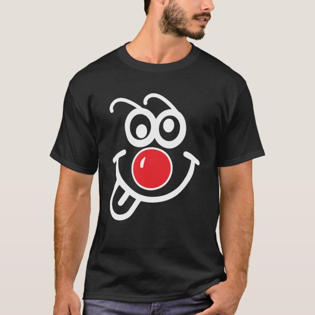 Face Red Nose Glasses No Nose Celebrate Nose Happy T-Shirt (Vorderseite)