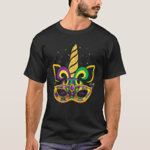 Face Unicorn Mardi Gras Maske Beads Party Kinder G T-Shirt
